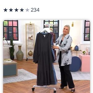 Denim&Co Canyon Retreat Long Sleeve Midi Dress - Black